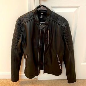 H&M Black Faux Leather Moto Jacket